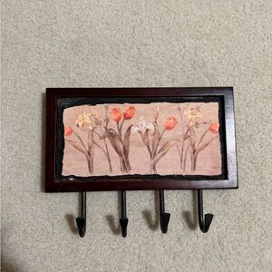 Floral Wall Hook Decor - Brown and Black